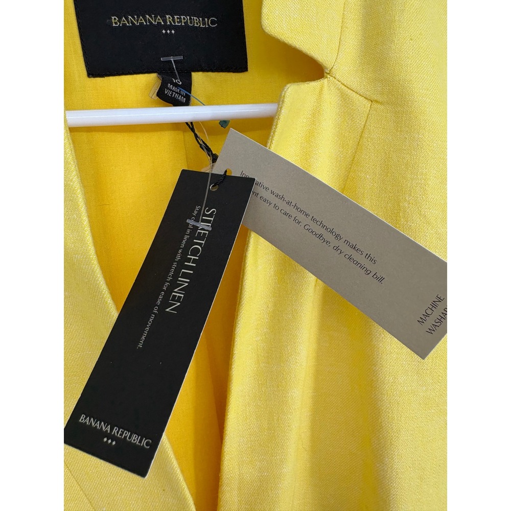 Banana Republic Blazer Womens 10 Yellow Stretch Linen Single Button Professional - Picture 4 of 11